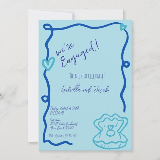 Invitation Main Whimsical tiré Quirky Wavy Engagement Party (Devant)