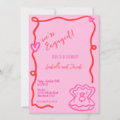 Invitation Main Whimsical tiré Quirky Wavy Engagement Party (Devant)