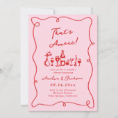 Invitation Main Whimsical tiré rose & rouge qui est Amore (Devant)