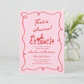 Invitation Main Whimsical tiré rose & rouge qui est Amore (Debout devant)