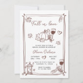 Invitation Main Whimsical Tiré Tomber Dans La Fête des mariée (Devant)