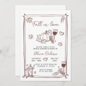 Invitation Main Whimsical Tiré Tomber Dans La Fête des mariée (Devant / Derrière)