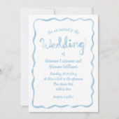 Invitation Main Whimsical Tirée Bleu clair Mariage de cadre v (Devant)