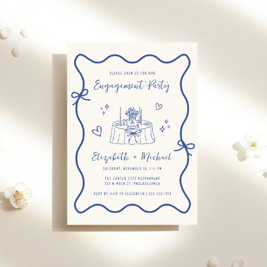 Invitation Main Whimsical Tirée Blue Cream Party