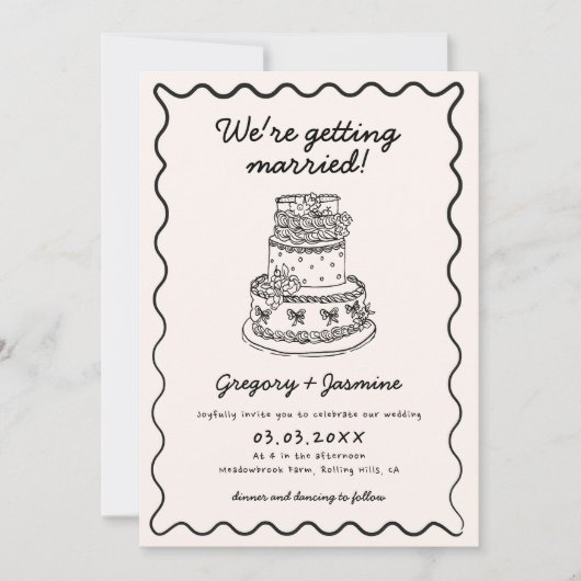 Invitation Main Whimsical Tirée main manuscrite Mariage irky (Devant)