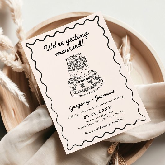 Invitation Main Whimsical Tirée main manuscrite Mariage irky