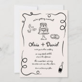 Invitation Main Whimsical tirée Mariage noir photo français (Devant)