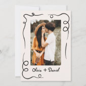 Invitation Main Whimsical tirée Mariage noir photo français (Dos)