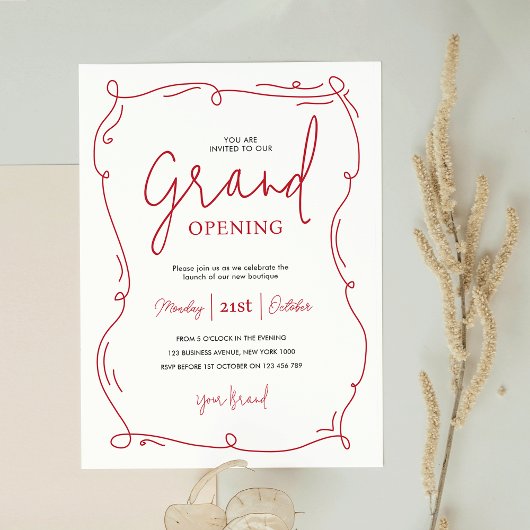 Invitation Main Whimsical Tirée Moderne Grande Ouverture