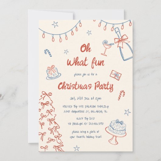 Invitation Main Whimsical Tirée Oh Quelle Fun Noël (Devant)