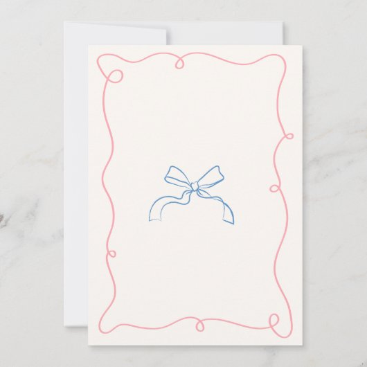 Invitation Main Whimsical tirée rose et Fête des mariées bleu (Dos)