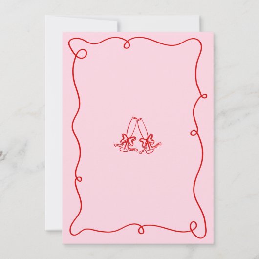 Invitation Main Whimsical tirée rose et Fête des mariées roug (Dos)