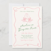 Invitation Main Whimsical tirée rose et Fête des mariées vert (Devant)