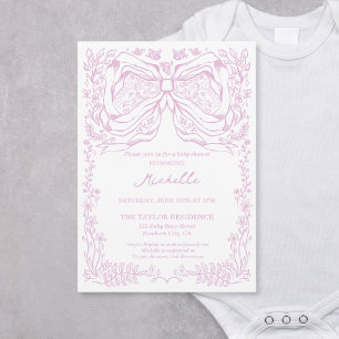 Invitation Main Whimsical Unique Tirée Classique Baby Girl