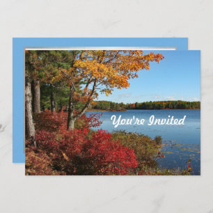Invitation Maine Acadia Lake Automne Photo Anniversaire