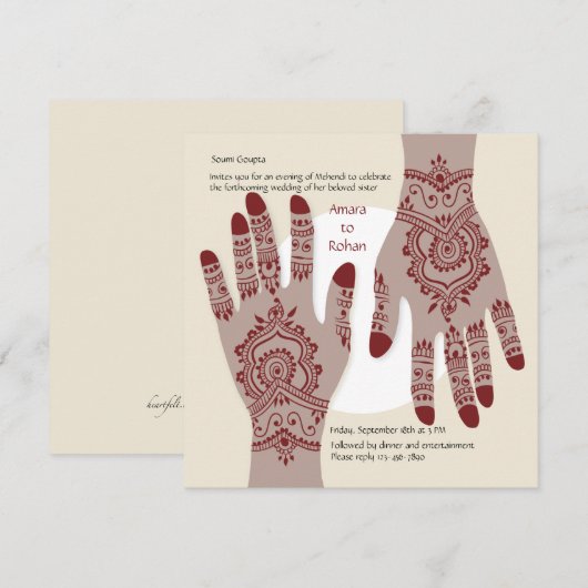 Invitation Mains au henné (Devant / Derrière)