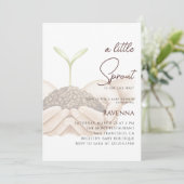 Invitation Mains de Clean Sprout Un petit bébé Sprout Shower (Debout devant)