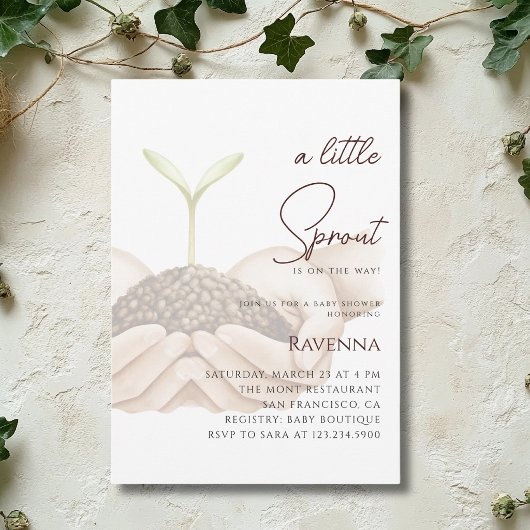 Invitation Mains de Clean Sprout Un petit bébé Sprout Shower