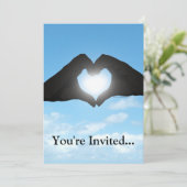 Invitation Mains en forme de cœur en silhouette sur fond de c (Debout devant)