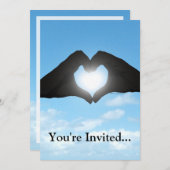 Invitation Mains en forme de cœur en silhouette sur fond de c (Devant / Derrière)