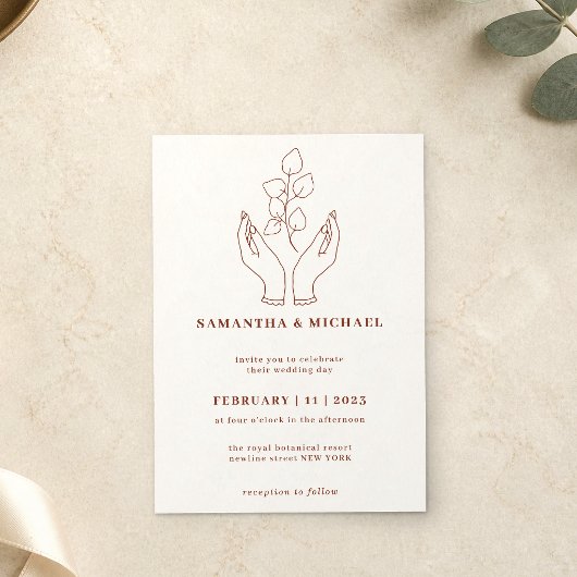 Invitation Mains Fleur Priant