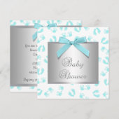 Invitation Mains Pieds Bébé Bleu Turquoise Baby Shower (Devant / Derrière)