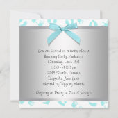 Invitation Mains Pieds Bébé Bleu Turquoise Baby Shower (Dos)
