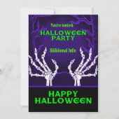 Invitation Mains pourpres de squelette (Devant)