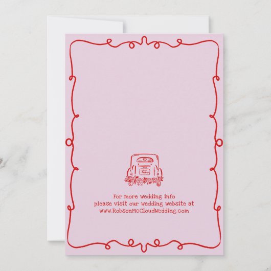 Invitation Mains Whimsical Rose Tirée Mariage Enregistrer La (Dos)