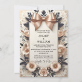 Invitation Maintenant Banners Bows Satin Chic Ribbon coupe Ma (Devant)