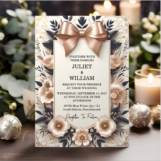 Invitation Maintenant Banners Bows Satin Chic Ribbon coupe Ma