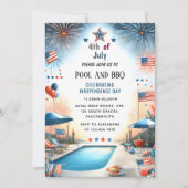 Invitation Maintenant Bbq Rouge Bleu Bleu Bleu Usa Drapeau 4  (Devant)