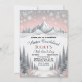 Invitation maintenant bleu fille neige hiver Onederland 13e a (Devant)