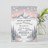Invitation maintenant bleu fille neige hiver Onederland 13e a (Debout devant)