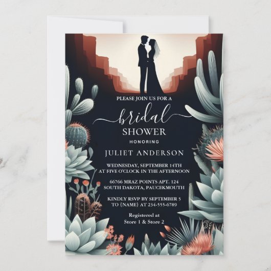 Invitation Maintenant Boho Leaf Desert Cactus Fête des mariée (Devant)