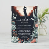 Invitation Maintenant Boho Leaf Desert Cactus Fête des mariée (Debout devant)