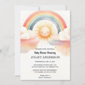 Invitation Maintenant Boy Pink unique Sky Cloud Baby shower s (Devant)