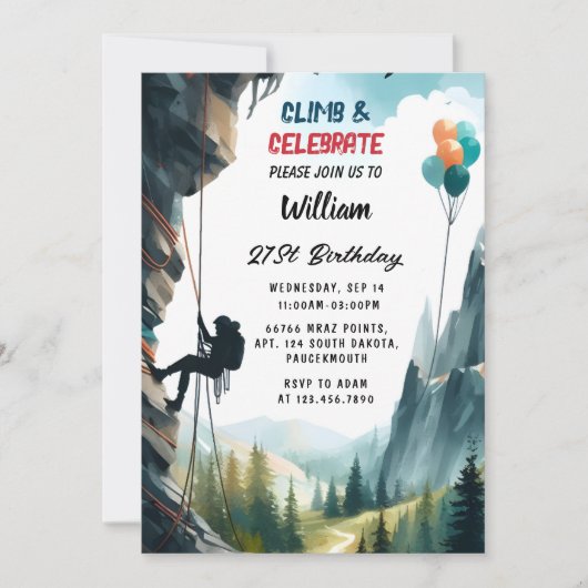 Invitation Maintenant Boy Tree Fun Cliff Rock Escalade 21e an (Devant)