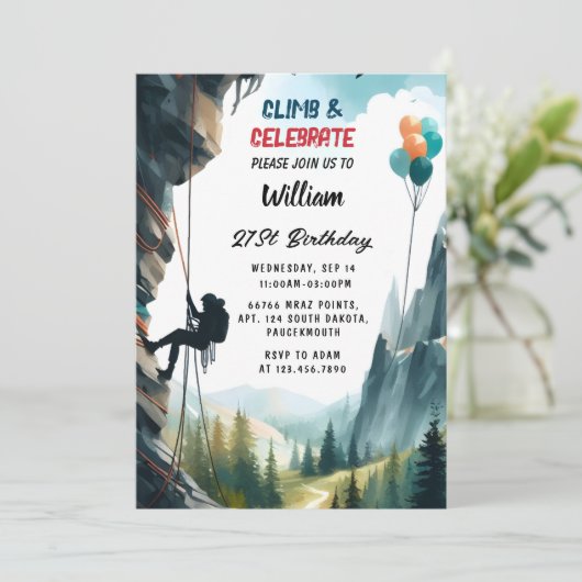 Invitation Maintenant Boy Tree Fun Cliff Rock Escalade 21e an (Debout devant)