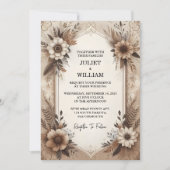 Invitation Maintenant Brown Automne Bois Paperie Recyclé Mari (Devant)