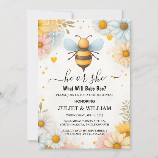 Invitation Maintenant Bug Daisy Bloom Rustic Busy Bee Genre R (Devant)