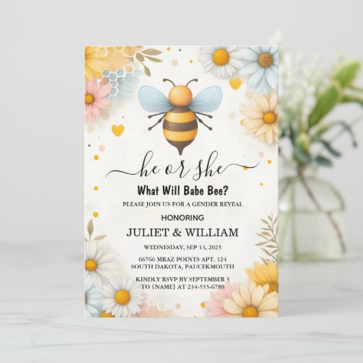 Invitation Maintenant Bug Daisy Bloom Rustic Busy Bee Genre R (Debout devant)