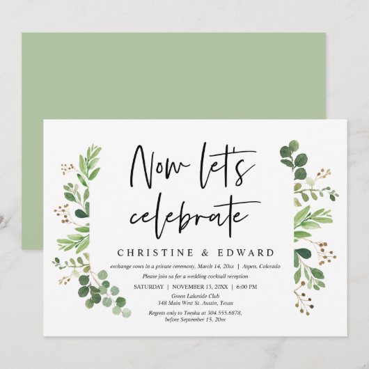 Invitation Maintenant célébrons, Fête de Mariage en Intime (Devant / Derrière)