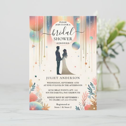 Invitation Maintenant Glam Bright Pastel Ombre Parties scinti (Debout devant)