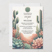 Invitation Maintenant Green Boho Leaf Desert Cactus Succulent (Devant)