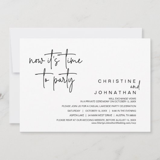 Invitation Maintenant, il est temps de faire la fête, Mariage (Devant)
