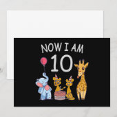 Invitation Maintenant j'ai 10 ans 10ème anniversaire au Zoo (Devant / Derrière)