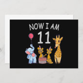 Invitation Maintenant, j'ai 11 ans 11e anniversaire au Zoo (Devant / Derrière)