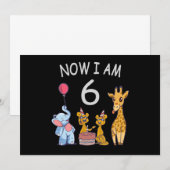 Invitation Maintenant j'ai 6 ans Anniversaire 6 ans au Zoo (Devant / Derrière)