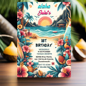 Invitation Maintenant Joy hula Luau Surf aloha hawaiian 1er a